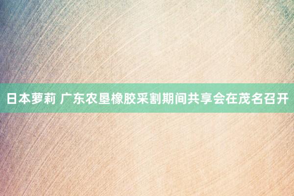 日本萝莉 广东农垦橡胶采割期间共享会在茂名召开